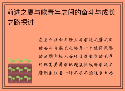 前进之鹰与唉青年之间的奋斗与成长之路探讨